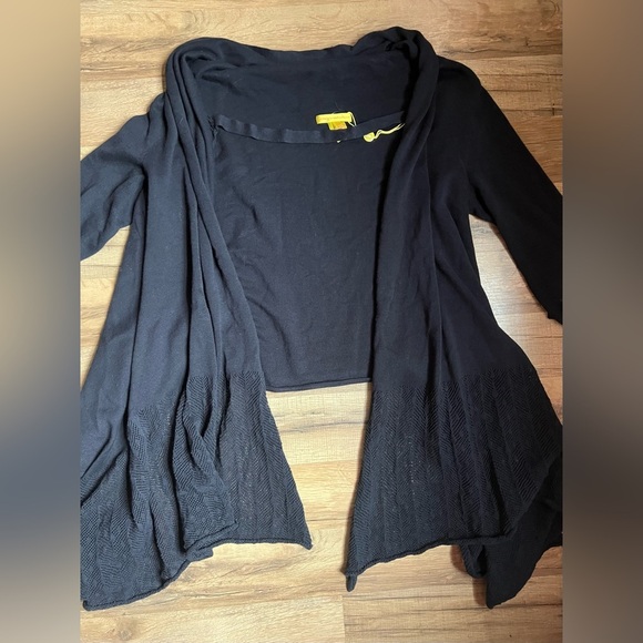 Catherine Malandrino Black Open Front Cotton Cardigan Size M - Picture 5 of 6